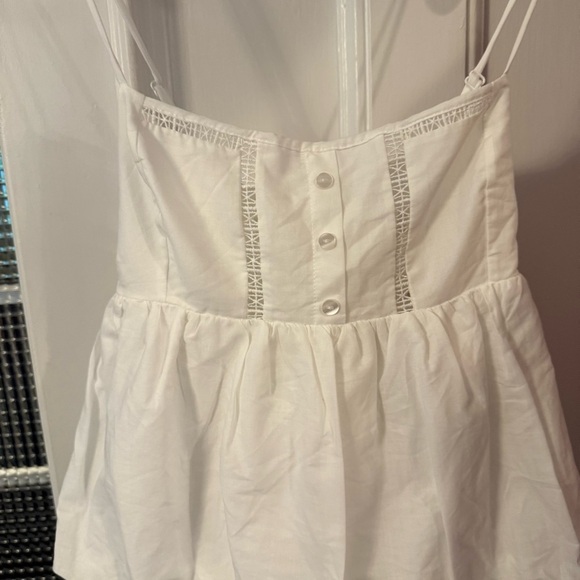 Zara Women’s White Poplin Tank Top Adjustable Straps Buttons Sz M NWT - Picture 3 of 12